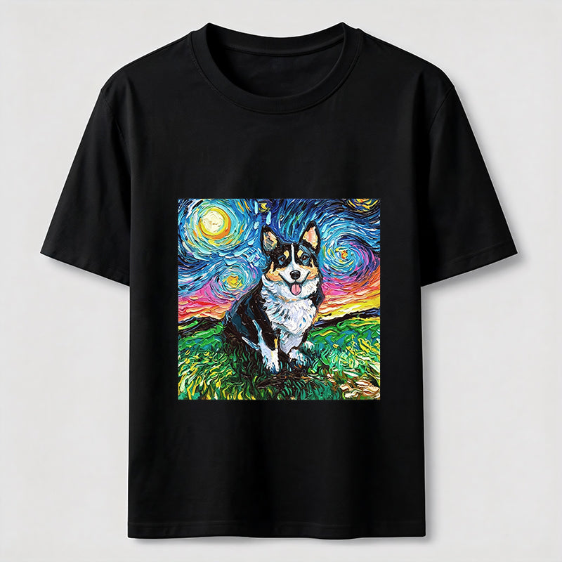 PetTaxClub Van Gogh Inspired Corgi Starry Night Classic T-Shirt