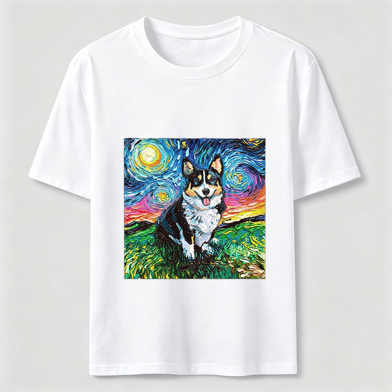 PetTaxClub Van Gogh Inspired Corgi Starry Night Classic T-Shirt