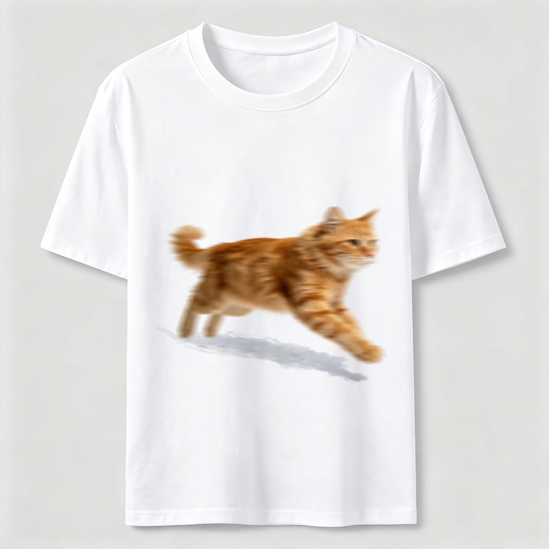 PetTaxClub Orange Tabby Cat Running Classic T-Shirt
