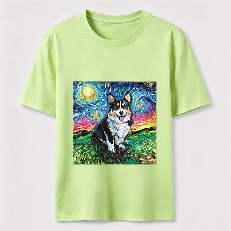 PetTaxClub Van Gogh Inspired Corgi Starry Night Classic T-Shirt