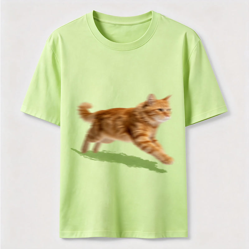 PetTaxClub Orange Tabby Cat Running Classic T-Shirt