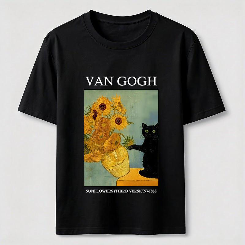 PetTaxClub Van Gogh Sunflowers Black Cat Classic T-Shirt