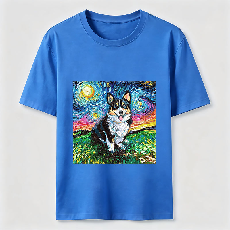 PetTaxClub Van Gogh Inspired Corgi Starry Night Classic T-Shirt