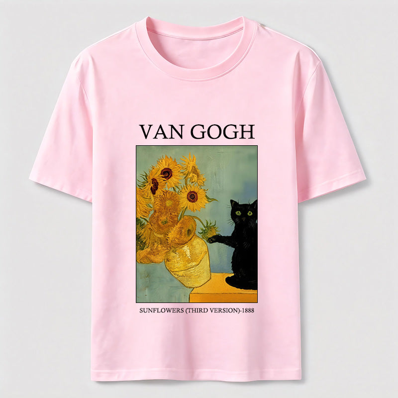 PetTaxClub Van Gogh Sunflowers Black Cat Classic T-Shirt