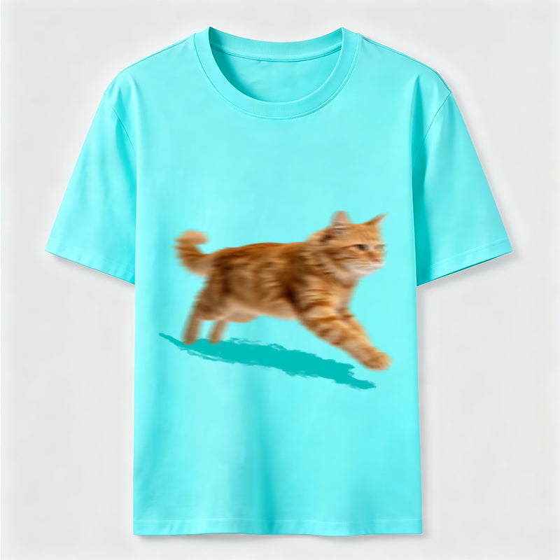 PetTaxClub Orange Tabby Cat Running Classic T-Shirt