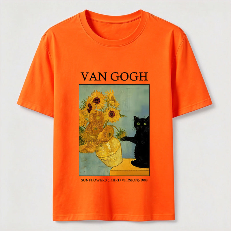 PetTaxClub Van Gogh Sunflowers Black Cat Classic T-Shirt