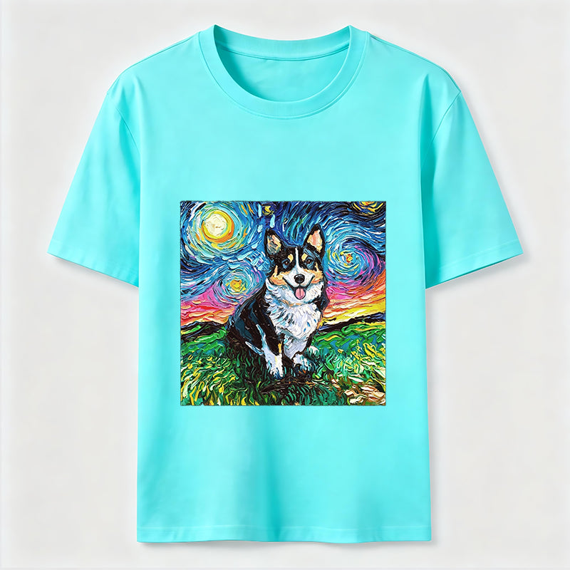 PetTaxClub Van Gogh Inspired Corgi Starry Night Classic T-Shirt