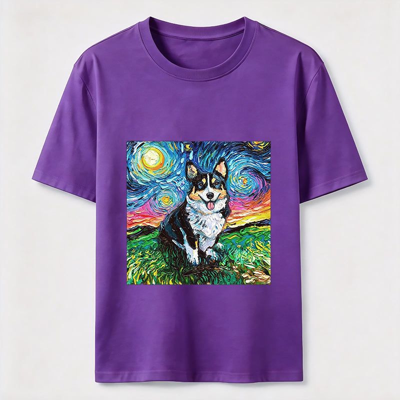 PetTaxClub Van Gogh Inspired Corgi Starry Night Classic T-Shirt