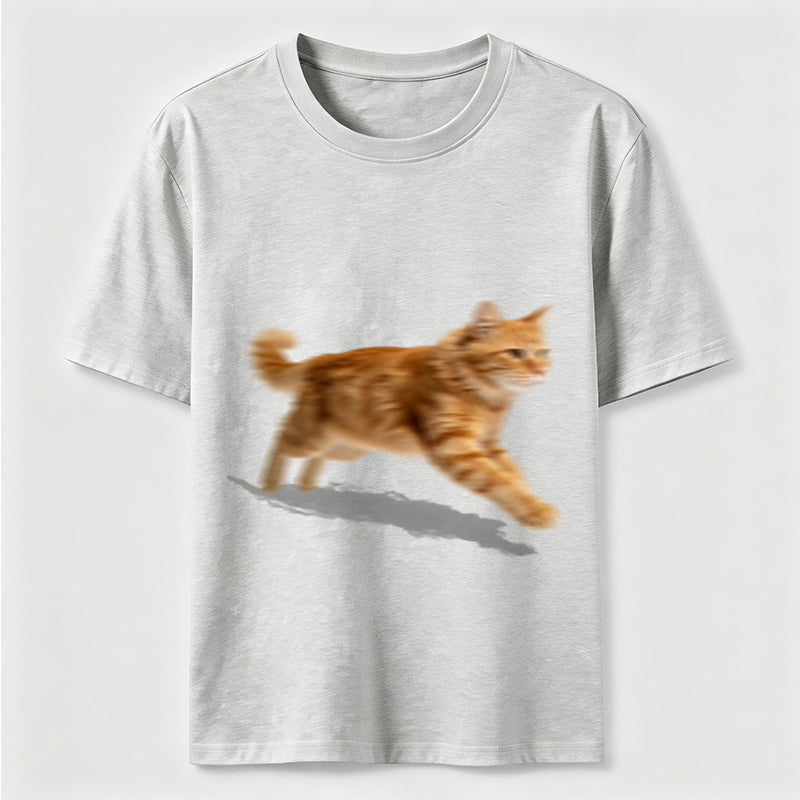 PetTaxClub Orange Tabby Cat Running Classic T-Shirt