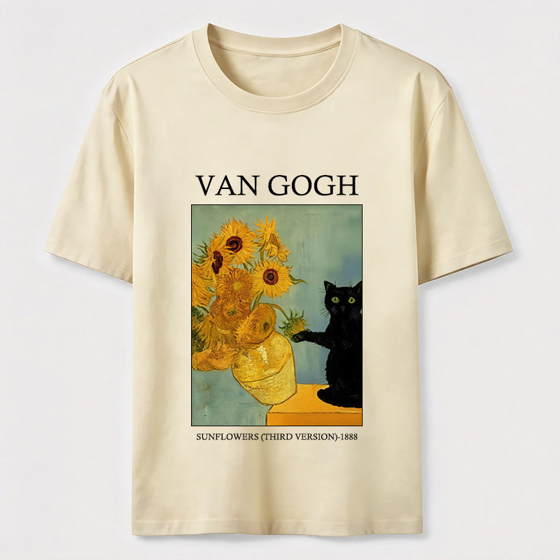 PetTaxClub Van Gogh Sunflowers Black Cat Classic T-Shirt