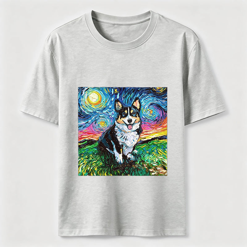 PetTaxClub Van Gogh Inspired Corgi Starry Night Classic T-Shirt