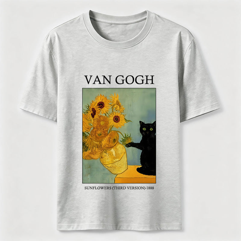 PetTaxClub Van Gogh Sunflowers Black Cat Classic T-Shirt