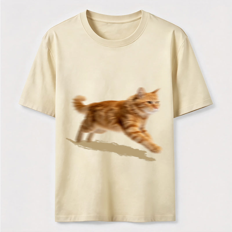 PetTaxClub Orange Tabby Cat Running Classic T-Shirt