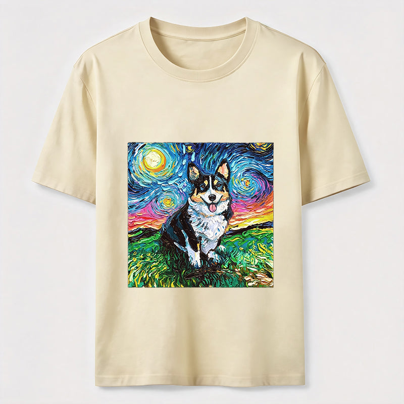 PetTaxClub Van Gogh Inspired Corgi Starry Night Classic T-Shirt