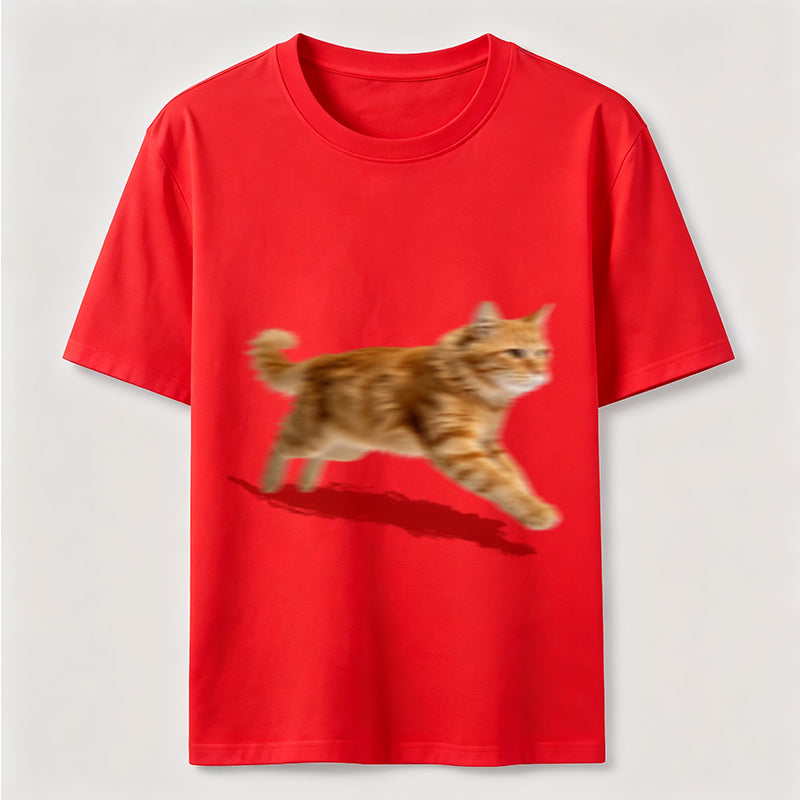 PetTaxClub Orange Tabby Cat Running Classic T-Shirt