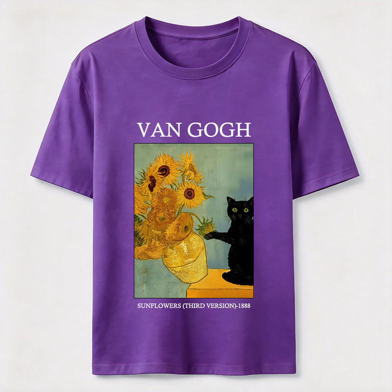 PetTaxClub Van Gogh Sunflowers Black Cat Classic T-Shirt