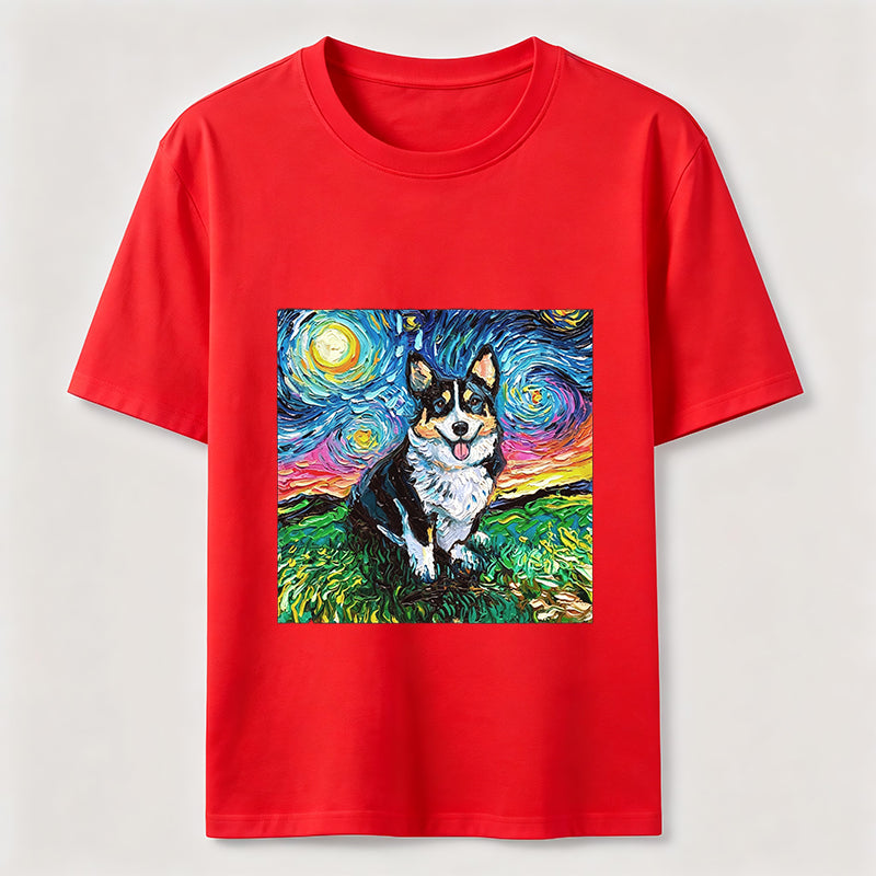 PetTaxClub Van Gogh Inspired Corgi Starry Night Classic T-Shirt
