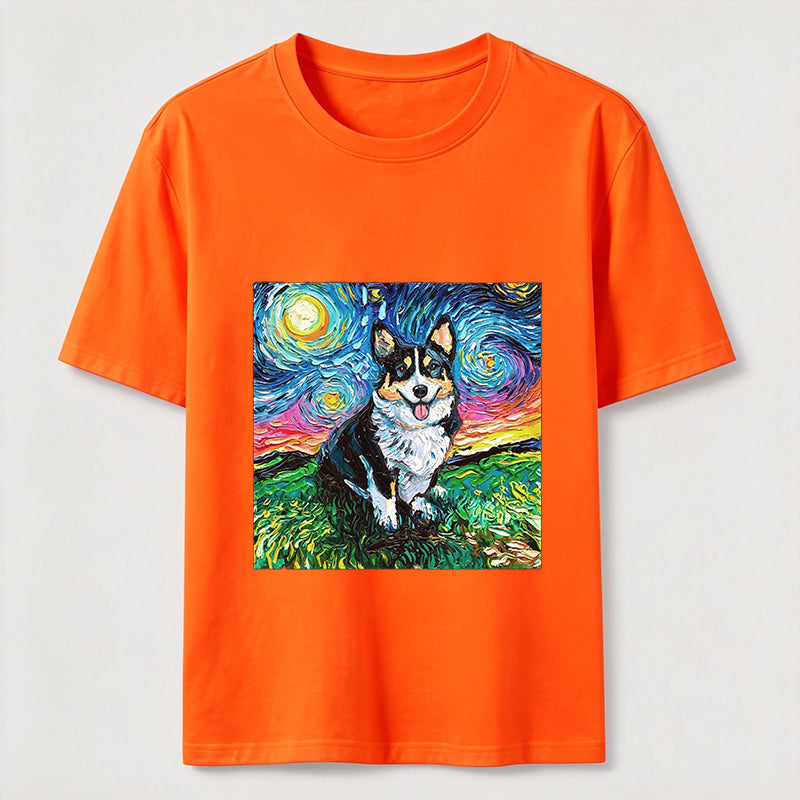 PetTaxClub Van Gogh Inspired Corgi Starry Night Classic T-Shirt