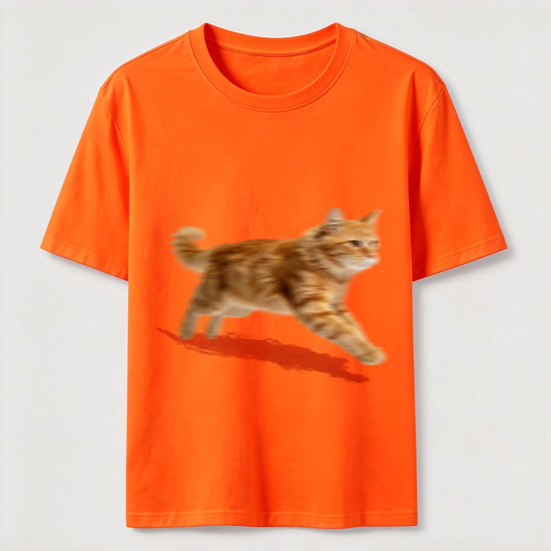 PetTaxClub Orange Tabby Cat Running Classic T-Shirt