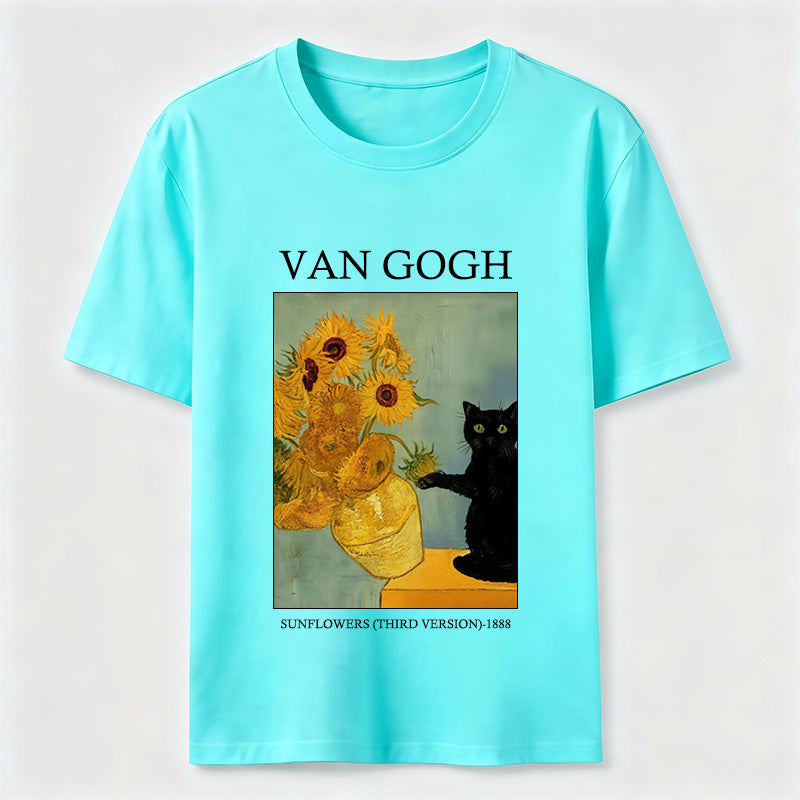 PetTaxClub Van Gogh Sunflowers Black Cat Classic T-Shirt