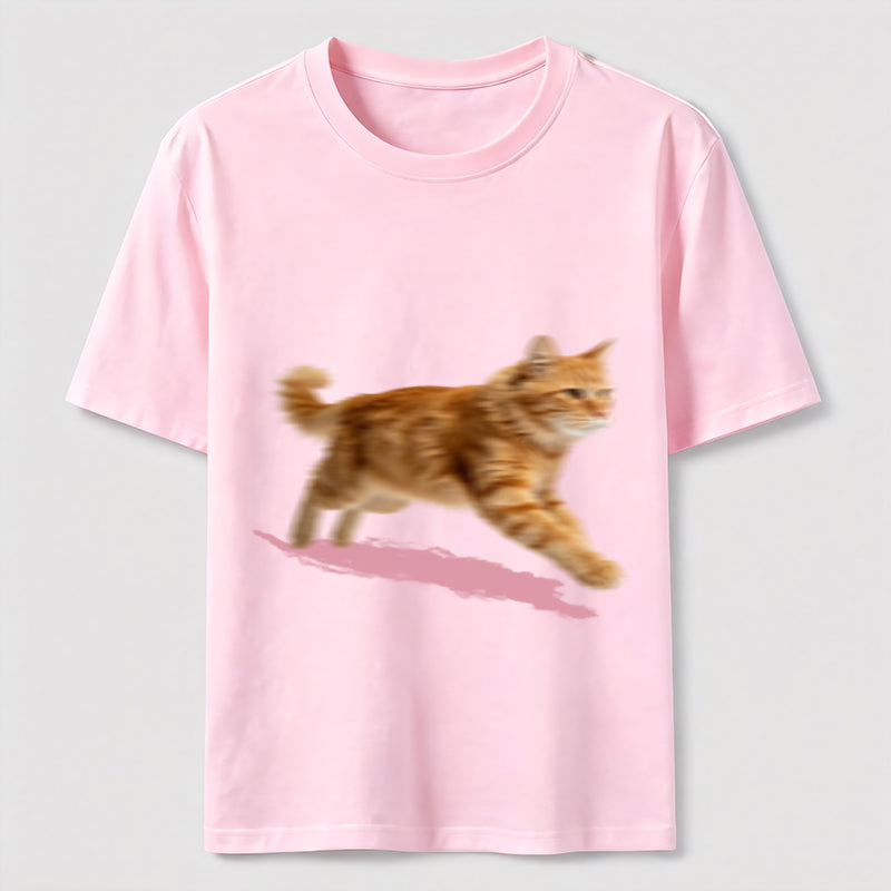 PetTaxClub Orange Tabby Cat Running Classic T-Shirt
