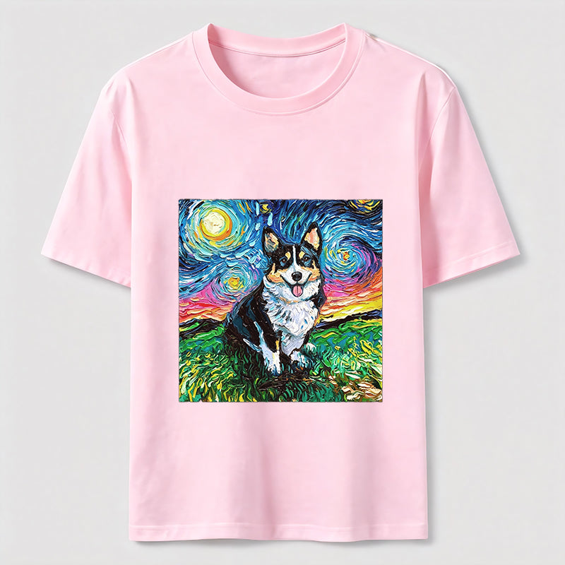 PetTaxClub Van Gogh Inspired Corgi Starry Night Classic T-Shirt