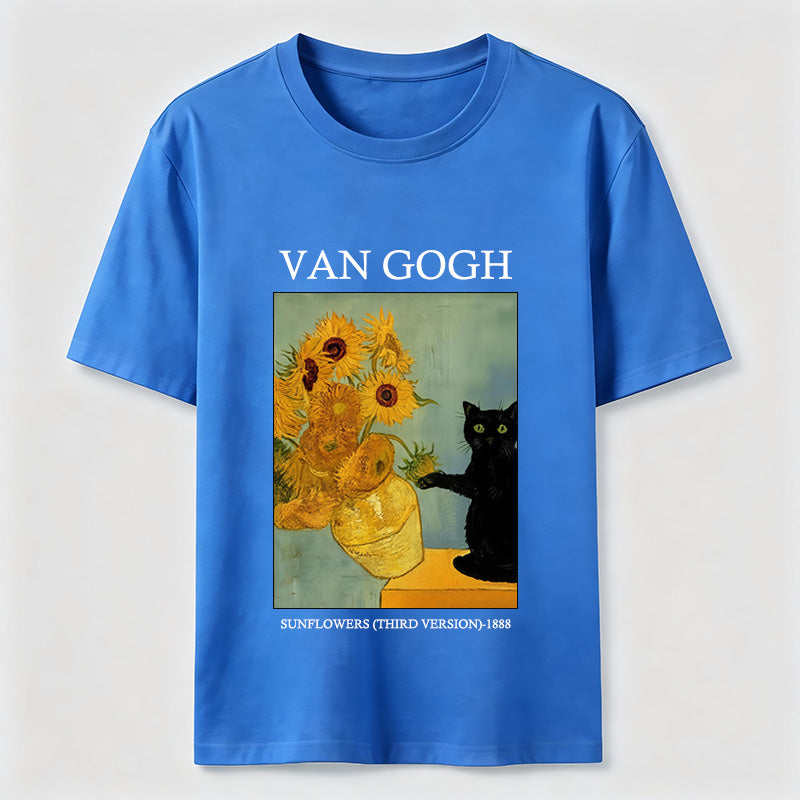 PetTaxClub Van Gogh Sunflowers Black Cat Classic T-Shirt